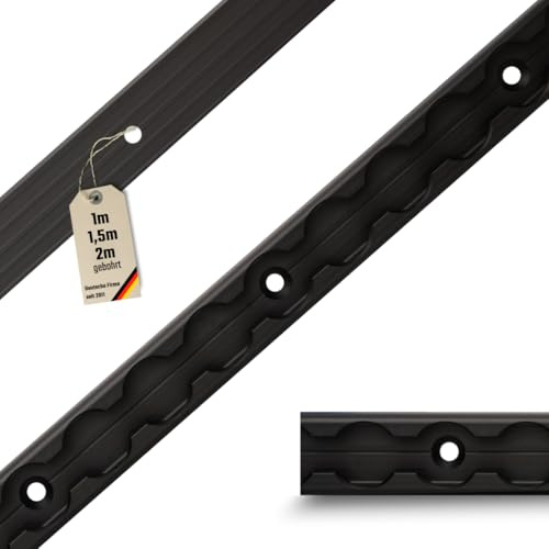 LOADCARE Riel de avión cuadrado Slim versión – Negro anodizado perforado | Riel de aluminio para remolques, autocaravanas, caravanas y furgonetas | Protección de carga resistente, bordes desbarbados