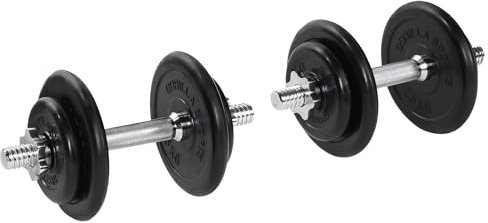 GORILLA SPORTS® Kurzhantelset 20/30 kg, 2er Set, 30 mm, Gusseisen, gummiert | Mit 2 Kurzhantelstangen, 4 Sternverschlüssen und gerändelter Grifffläche; Kurzhanteln 2er Set, Gewichte, Gewichtheben
