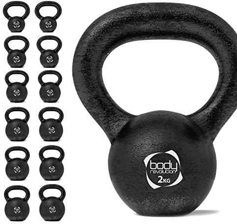 Body Revolution Gusseisen Kugelhantel - Krafttraining Heimtrainer Equipment - Gewichte Verfügbar 2kg - 28kg - 2 kg