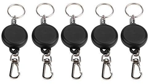 SolUptanisu Schlüsselanhänger Ausziehbar,5/10 Stücke Einziehbar 60Cm Stahldrahtseil Versenkbare Schlüsselring Stretching Verschluss Anti Lose Heavy Duty Schlüsselbund Für Id Karte Schlüssel(5 Stücke)