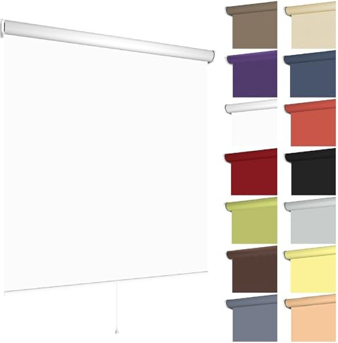 Springrollo Fensterrollo ohne & mit Bohren B62 x H180 cm Stoff Weiß lichtdurchlässig Blickdicht, Klemmfix Schnapprollo Mittelzugrollo Klemmrollo Tageslichtrollo Sonnenschutz für Fenster