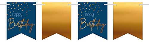 Folat Vlaggenlijn - Happy Birthday - Luxe - Blauw, Goud - 6m