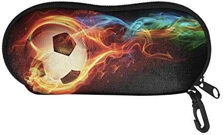 SEANATIVE Portable Sunglasses Case Storages Bag Fire Football Pattern Boys Durable Reading Glasses Pouch Box