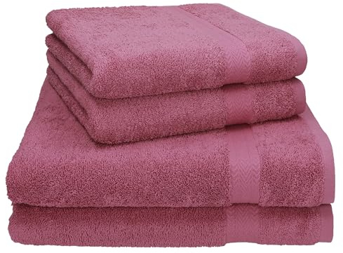 Betz Premium Handtuch Set 4-teilig – 2 Duschtücher 70×140 cm & 2 Handtücher 50×100 cm, 100% Baumwolle 470 g/m², saugstark & weich, Oeko-TEX® Farbe Beere