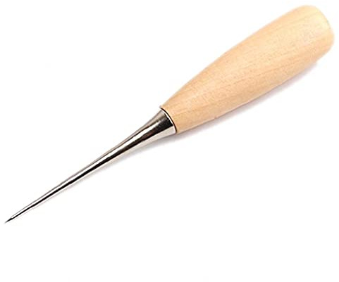 TOSSPER Metal Awl Woodworking Scratch Awls with Wood Handle Craft Awl Pin Hole Punching Tool