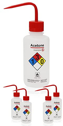 LABINVO IN-WBA500 Aceton-Waschflaschen, Vol.500 ml, schmale Öffnung, selbstentlüftende Sicherheits-Waschflaschen, LDPE-Material, 4 Stück