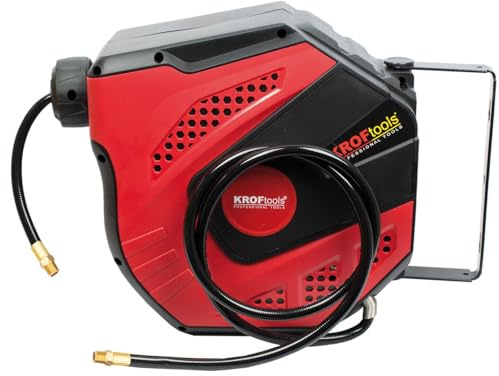 Kroftools - Carrete automático de aire comprimido (15 m, 15 metros + 1,5 m, diámetro interior de 8 mm, fijación a la pared)