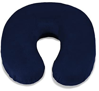 VIRSUS 1 Cuscino per il collo da viaggio in memory foam ortopedico, ideale per la cervicale, comodo e morbido relax in auto treno aereo Vari Colori (Blu)