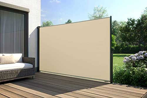 empasa Seitenmarkise Start 3.0 Sichtschutz Sonnenschutz Windschutz Markise ausziehbar in verschiedenen Größen und Farben, Farbe:Creme, Größe:180 x 300 cm