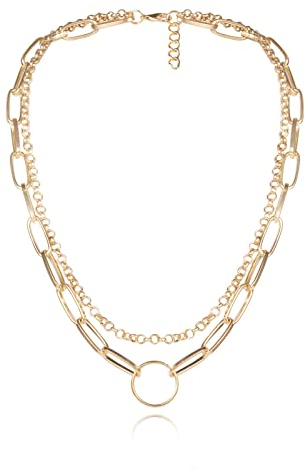 Skcess Zierliche Kette Gold, Mehrfach Kette Doppelte Kette Form Gedenktag und Geburtstagsgeschenk Damen Halskette