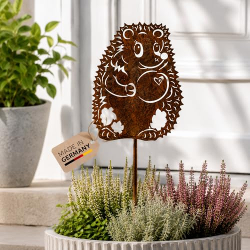 Terma Stahldesign Rostfigur Gartenstecker Igel groß mit Spieß Herbstdeko tolle gartendeko aus Rost-Metall, deko rostoptik, Rostfiguren Tiere, Herbstdeko rost
