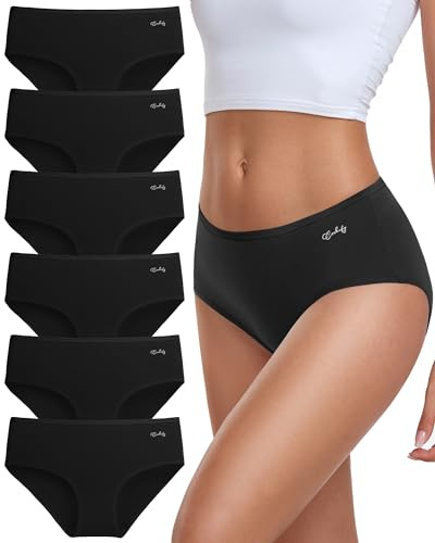 coskefy Unterhosen Damen Baumwolle Slips Unterwäsche Frauen Pantys 6er Pack | 100% Baumwoll Schritt, Basic Damen Slips Mehrpack, Atmungsaktive Unterwäsche, Weiche Hipster Panties, Etikettfrei Schlüpfer