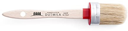 PENNELLIFICIO 2000 | Ovalinborste, rund borste, med trähandtag, för rör, fönster, hörn, golvlister, för vägg, gipsskivor, för glasyrer, vattenfärger, 3,2 x 3,5 cm (2 x 3,5 cm)