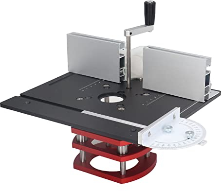 Sollevatore per Fresatrice con Piastra Superiore Base di Sollevamento per Fresatrice Lavorazione del Legno Scanalatura Rifilatura Smussatura Piano del Tavolo Base del di (Nero)