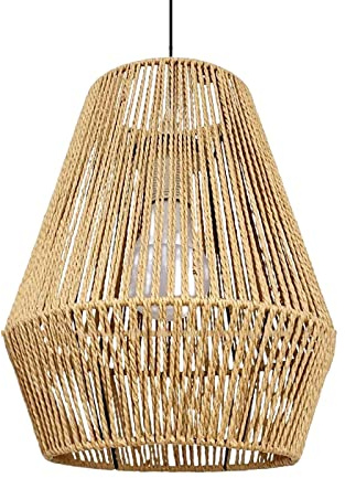 F Fityle Corda intrecciata in rattan Lampada a sospensione Paralume Sostituzione paralume Accessori retrò per soggiorno Camera da letto Hotel Ristorante, Kaki