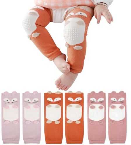 XEPST Packung mit 3 Kleinkind Baby Beinwärmer, niedliche Tiermuster Beinwärmer Kniestrümpfe Baby Knieschützer Beinärmel Leggings für Baby Kinder Kleinkinder Mädchen 0-3 Jahre, Einheitsgröße (Fuchs)