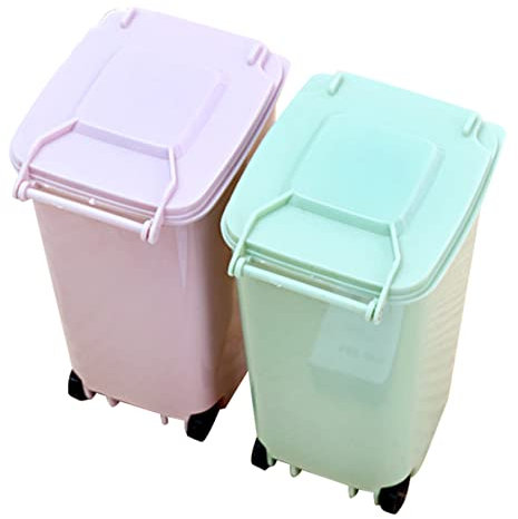 CHILDWEET 2 Pièces Mini Poubelle Petites Poubelles De Cuisine Conteneurs De Recyclage En Plastique Pour Bacs Avec Couvercles Table à Manger Bureau Pp Miniature