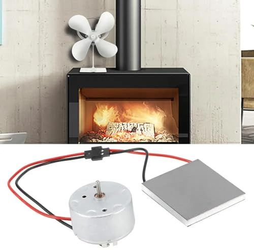 DollaTek Kaminventilator-Motor und Stromerzeugungsblatt, Kaminventilator-Zubehör, Ofenventilator-Ersatzset für 4-flügelige wärmebetriebene Holz-/Holzbrenner
