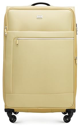 WITTCHEN MIRA Line Großer Koffer Gepäck Weichgepäck Trolley Reisekoffer Rollkoffer aus Polyester Tragegriff Teleskopgriff Vier Lenkrollen TSA Kombinationschloss Größe L Beige