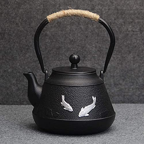 CAFIEDR Théière rétro en Fonte avec Filtre en Acier Inoxydable, Travail Manuel Pur, Service à thé 1,2 l, idéal pour Le thé Japonais ou Chinois