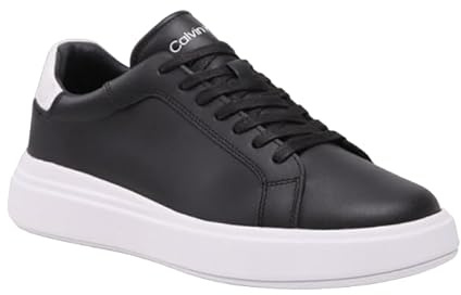 Calvin Klein Sneaker Uomo Low Top Lace UP Lth, Bianco/Burro di Mel, 42 EU