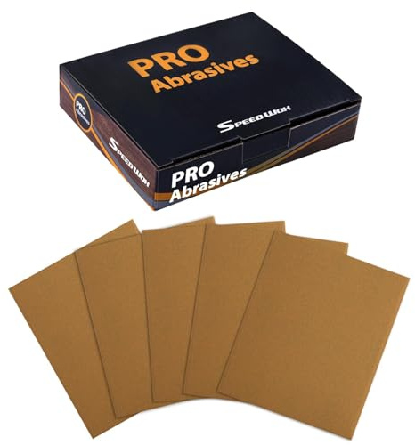 SPEEDWOX Hojas de papel de lija de 1/4, 25 unidades, papel de lija de grano 240, 5.5 x 4.5 pulgadas, papel de lija para madera, metal, muebles automotrices, carpintería, bloques de lijado a mano