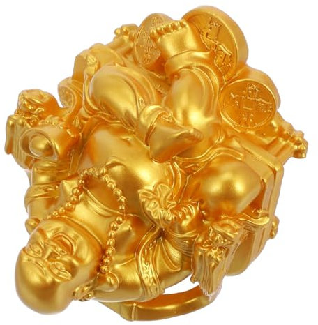 IMIKEYA Harz Handwerk Figurine Buddhistischen Statue Feng Shui Wohnkultur Gelb Bronze Büro