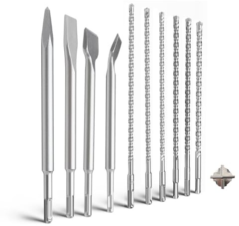 MOXPIFY 310MM SDS Plus Bohrer Ø 8mm 8mm 8mm 10mm,10mm,12mm Set und Meißel Set für Beton und Mauerwerk(10tlg)