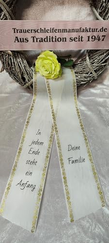 Trauerschleife Grabschleife Kranzschleife 10 cm cm breit weiß Top