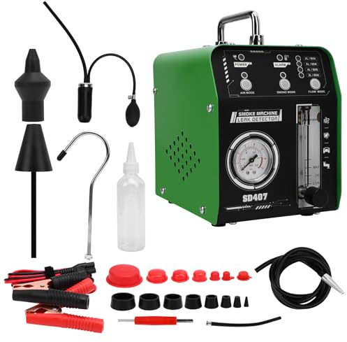 WODHMIEY Máquina de Humo para detectar Fugas, Detector de Fugas automotriz con medidor de presión y Flujo, máquina de Humo para Coche, Compatible con EVAP, Motor, AC (SD407)