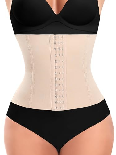 Guaina dimagrante Pancia piatta donna invisibile corsetto dimagrante cintura cintura cintura trainer serra vita body scultore, beige, XS