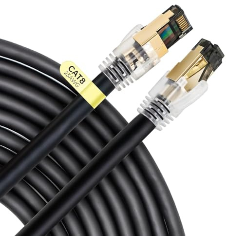 CNCOB Cat 8 Ethernet Network Cable, 23 AWG, S/FTP Shielded, 40 Gbps High Speed Gaming, Waterproof (5 Metres)