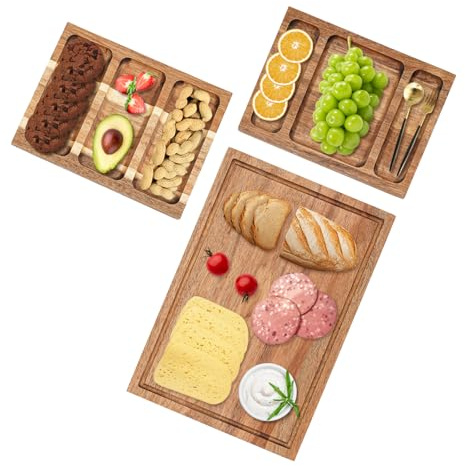 3-i-1 set med ostbräda, 3 st magnetiska ostbrädor, skärbräda, set, ostbräda för kött, ost, grönsaker, kakor, frukt