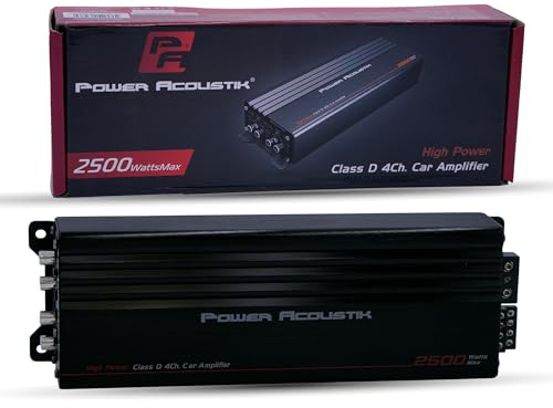 Power Acoustik MICRO4-2500D 2500W 4-Channel Car Amplifier – Ultra-Compact Full-Range 4-Channel Audio Amp for Door Speakers & Subwoofers | High/Low Pass Filters | 2Ω Stable | 4-Channel Amplifier