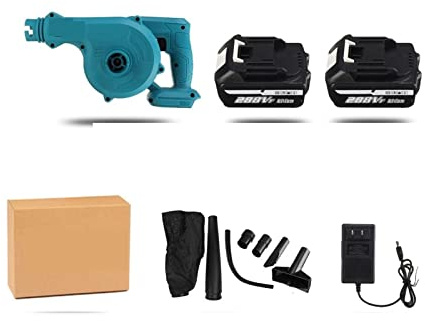 Desbrozadora, Soplador de Aire eléctrico inalámbrico 2 en 1 de 1500 W y Amplificador; Limpiador de colector de Polvo de Mano portátil de succión Herramienta eléctrica(2 Battery)
