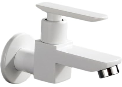SXWYLZ Armatur Küche Wandmontage Kaltwasserhahn Wasserhahn Kaltwasser Küche für Mop Pool Einhebel Wasserhahn Wandmontage, Zinklegierung,Weiß