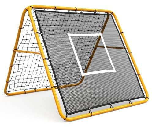 GarveeHome Doppelseitiges Rebounder Netz,100x120cm Verstellbares Fußball Rebound Netz, Tragbares Rückprallwand Netz für Fußball, Baseball und Softball, Verstellbare Winkel mit Ziel