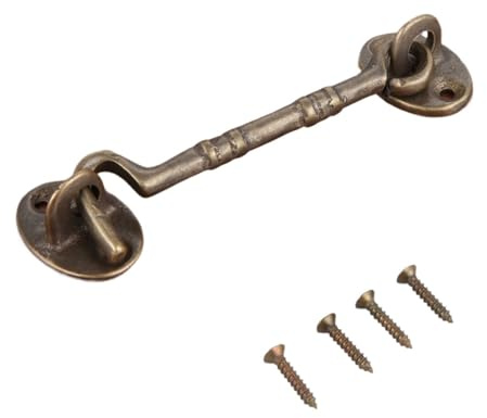 2 Stück Haken- und Ösenriegel aus antikbronzefarbenem Messing, robuste Schrankriegel for Türen, Tore, Fenster, Schränke Schuppen, 11 cm Für Türen, Schränke(Bronze)