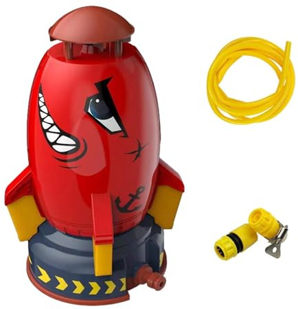 Rocket Sprinkler Toy For Kids, Outdoor Garden Space Rocket Sprinkler, With 3-meter Water Pipe, Suitable For Children Or Pets To Play On Outdoor Lawns, Patios, Gardens During The Summer.