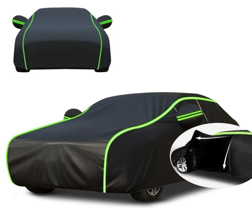 Bâche Voiture Étanche pour Audi Q7 (4L),Housse Protection Automobile Extérieure Imperméable Respirante,avec Fermeture Éclair Côté Conducteur(Noir)