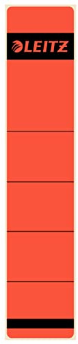 Leitz Etichette adesive per raccoglitori a leva in cartone con dorso da 50 mm, Formato corto e stretto, 39 x 192 mm, Cartoncino, 16430025, Rosso, Confezione da 10