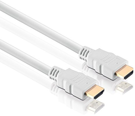 HDSupply HC070-050E Câble HDMI Haute Vitesse avec Ethernet, Prise HDMI-A (19 Broches) vers Prise HDMI-A (19 Broches), Double Blindage, Contacts plaqués Or, 5,0 m, Blanc