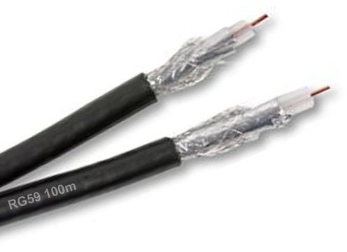 kenable CCTV Cable Twin Coaxial RG59 Solid Reel Black 100m [100 metres]