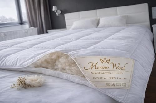 Merino Wool Duvet/Quilt, Single Size Duvet 140 x 200 cm, 500gsm, Investment In Your Personal Comfort Natural Product by