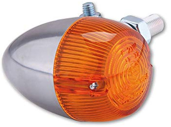 ShinYo Motorrad Blinker E geprüft Blinker Bullet Light 1 12V/21W M10 Stange Alu poliert, Unisex, Multipurpose, Ganzjährig, Aluminium, silber