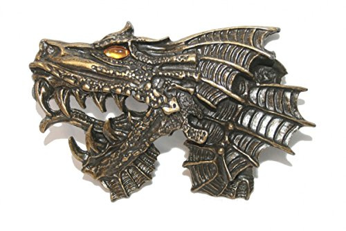 Dark Dreams Gothic Mittelalter LARP Buckle Schnalle für Gürtel Gürtelschnalle Drachenkopf altmessing