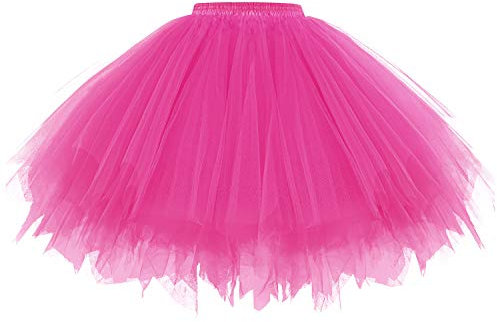 Gardenwed Tutu Petticoat kurz Damenrock Tüllrock in Rosa Tütü Reifrock Tüll Rockabilly 50er Vintage Ballet Blase Tanzkleider Firt Tulle Petticoat Puffy Tutu Unterkleid Rose M