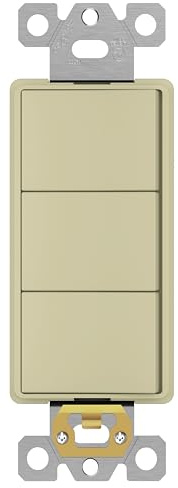 ENERLITES Interrupteur décoratif à combinaison triple à bascule, finition brillante, borne de terre, câblage latéral, cuivre uniquement, unipolaire, qualité résidentielle/commerciale, 15 A 120 V-277 V