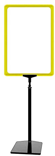 4 Plakatständer DIN A3 Rahmen gelb, Ständer Kunststoff schwarz, Teleskopständer mit Fuß eckig und Stahleinlage, Kundenstopper höhenverstellbar bis 68 cm, Aufsteller