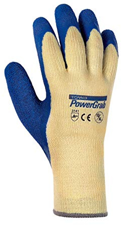 (12 Paar) TOWA Handschuhe Baumwoll-/Polyester-Strickhandschuhe PowerGrab 12 x Natur/blau 10(XL)